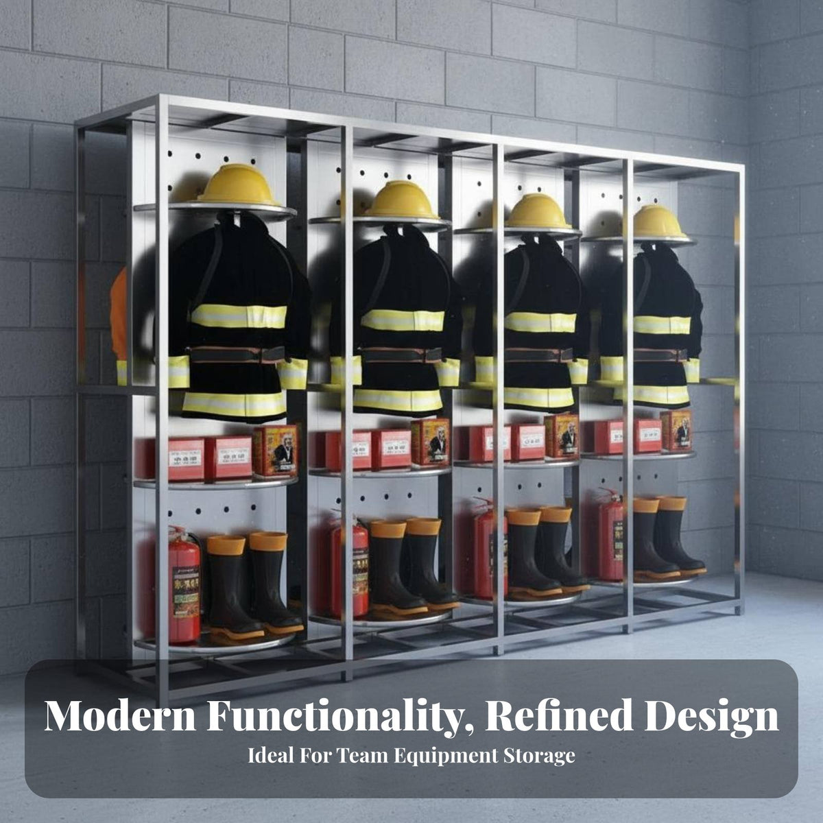 Stainless Steel Fire Suit Hanger 360° Rotation Firefighter Gear Rack Rust-Resistant Rotating Turnout Gear Locker for Firefighters, Crisis Teams