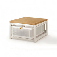 Kitchen Storage Rack with Wooden Top Mobile Pull-out Basket Organizer