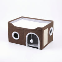 Cat House with Scratch Pad Cozy Cat House with Hanging Ball Portable for Kittens