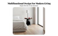 Round Nightstand with Cat hideaway Minimalist Aesthetic Cat Condo End Table