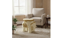 Resin Elephant Shoe Changing Stool Gold-Toned Shoe-Changing Stool Elegant Figurine Ornate for Entryway, Living Room