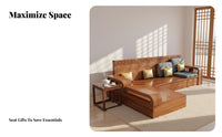 Couch with Storage Drawers Modern Oriental Design Sofa Set all-season Use Living Room Furniture for Apartment Dwellers, Families, Small areas, Office