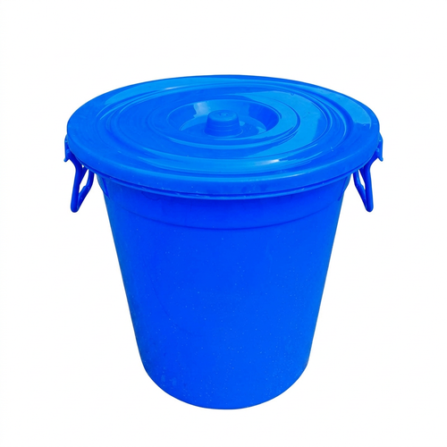 Large Blue Bucket, Round PP Container with Reinforced Handles, Household Water Storage Barrel, Industrial Use Container