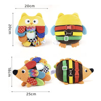 Tactile Activity Toy with Buckles Embroidered Stuffed Animal with Buckles Developmental Sensory Stuffed Toy Toy Problem Solving for Tummy Time