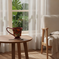 Footed Cup Floral Ceramic Mug Glossy for Breakfast, Tea Lovers
