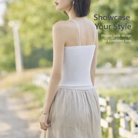 Vest Tops for Women with Built-In Bra Camisole and Integrated Padding, Ribbed Support with Full Coverage Cups for Layering