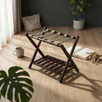 Bamboo Luggage Rack with Shelf Space-Saving Furniture Heavy-Duty for Guests