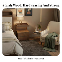 2-Drawer Nightstand with Accessible Shelf No Assembly Required for Lounge Area
