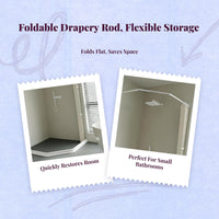 Rhombus Folding Shower Curtain Rod, No-Drill, Space Saver