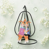 Swing Rabbit Ornament Painted Details Creature Sculpture Decorative