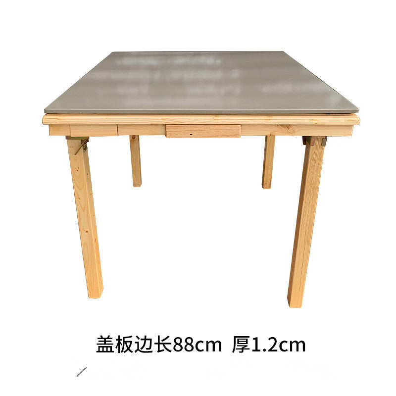 包邮可折叠简易麻将桌实木加面板两用餐桌象棋桌手动仿红木麻将台