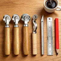 6 Pieces Corrugated Board Scoring Tool Wood Handle Paper Crease Roller