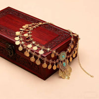 Adjustable Fit Belly Dance Hip Chain Vintage Ethnic Waist Belt Fashion Accessory for Dancers, Beach