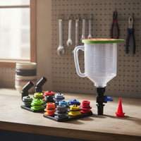 Transparent Automotive Funnel Kit Graduated Measuring Funnel with Lid Color-Coded Funnels Detachable for Workshops