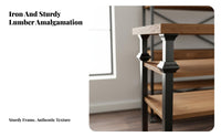 utilitarian aesthetic Freestanding Shelving Unit With Drawers Floor-Standing Etagere Vintage Design bookshelf Sturdy Construction for Apartment Dwellers, Book Lovers, Office Workers, Living Room, Study, Bedroom
