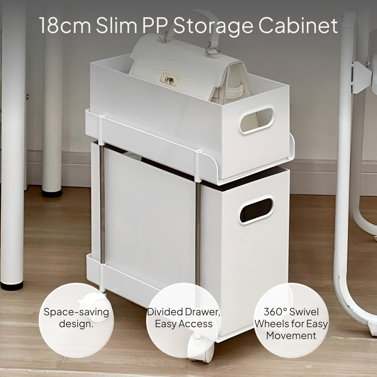 Slim 4-Tier Drawer Storage Cart, Mobile Gap Cabinet