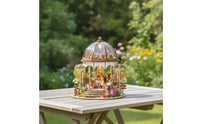 DIY Miniature Garden Model with LED Light Handmade Miniature House Kit with LED Light Illuminated Wooden Dollhouse Kit Collectible for Collectors, Hobbyists, Craft Enthusiasts, Desk Display