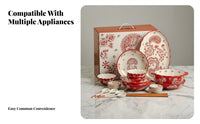 Floral Dinnerware Set, Lace Border, Elegant Domestic Craft, Gift for Housewarming, Wedding
