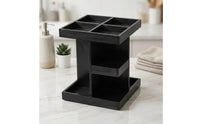 Tiered Rotating Cosmetic Organizer 360-Degree Rotating Makeup Organizer Easy Access Natural Finish for Women, Bathroom Counter
