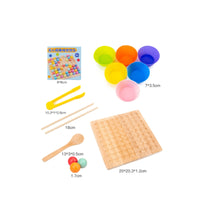 Fine Motor Skills Bead Matching Board with Tools Smooth Sorting Board with Cups Educational Wooden Bead Game Learning for Preschoolers