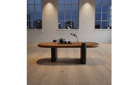 2 Pieces Organic Shape Wabi-Sabi Design Coffee Table Space-Saving Century-Century Modern Low Table Rounded Corners Oval Wood Coffee Tables Easy Assembly for Small Apartment Dwellers, Homestay Owners, Reception Area, Lounge