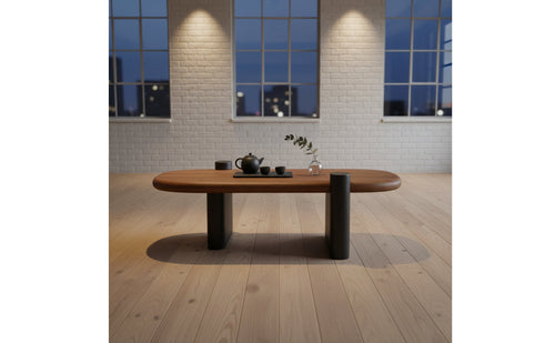 2 Pieces Organic Shape Wabi-Sabi Design Coffee Table Space-Saving Century-Century Modern Low Table Rounded Corners Oval Wood Coffee Tables Easy Assembly for Small Apartment Dwellers, Homestay Owners, Reception Area, Lounge