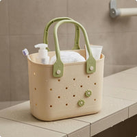 Rectangular Bath Basket Floral Perforated Bath Basket Portable for Bathing
