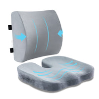 Ergonomic Memory Foam Seat Cushion waist Support Pillow Set Breathable Back Support Pillow for Drivers, Travel