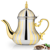 Stainless Steel Moroccan Teapot with Gold Finish