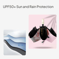 UPF50+ Folding Sun and Rain Umbrella, Portable, Windproof