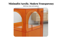 Clear Waterfall Table Arch Shape Nightstand Transparent for Bedroom, Living Room
