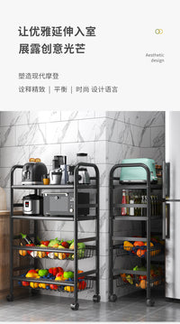 厨房置物架落地多层微波炉锅具家用架子多功能小推车收纳架储物架