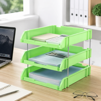 Stackable Document Tray Office, 3-Tier Desk Organizer, 33 x 26 cm Stackable Compartments, for Home Office & Students