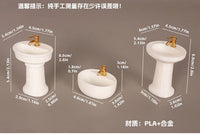 娃娃屋家居场景 欧式立柱洗漱台洗手盆洗脸盆模型 微景观沙盘布景