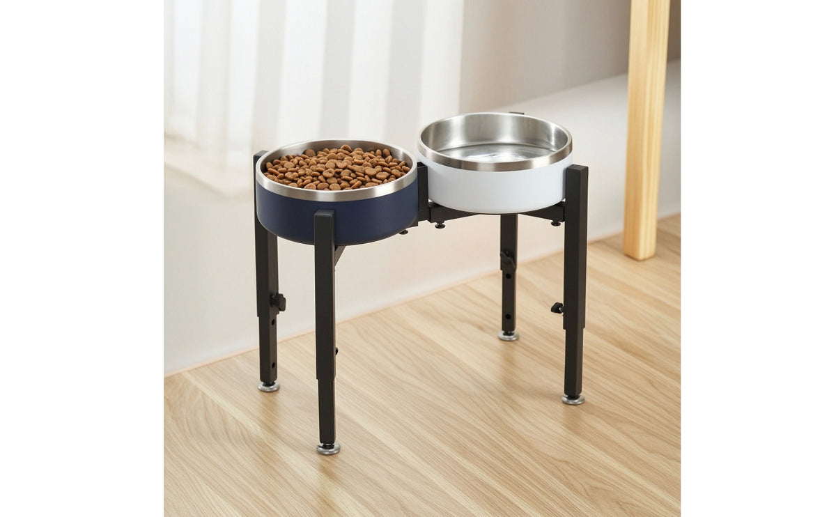 Metal Elevated Dog Bowl Stand Easy to Clean Dog Bowl Stand with Stainless Steel Bowls Dishwasher-Safe Pet Feeder with Stainless Steel Bowls Rust-Resistant for Dogs, Pets, Indoor, Kitchen