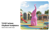 Abstract Elephant Sculpture Weather-Resistant Pachyderm Sculpture Statue Brightly Colored Colorful Animal Figure for Gardeners, Homeowners, Gardens