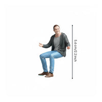Sitting Man Figurine Realistic Pose Miniature Scene Supply Resin Material