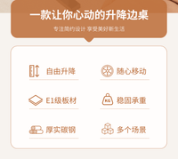 电脑桌子可移动升降家用学习办公书桌工作台卧室床边桌沙发边几柜 【进口加厚】典雅白-白架【可折叠升降+隐形轮】