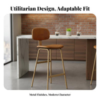 Upholstered Highspine Stool rustic design Bar Chair with spinerest Sturdy Frame for Homeowners, Kitchen