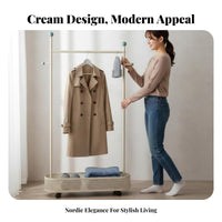 Rolling Clothes Rail Floor-Standing Clothing Rack Space-Saving for Homeowners