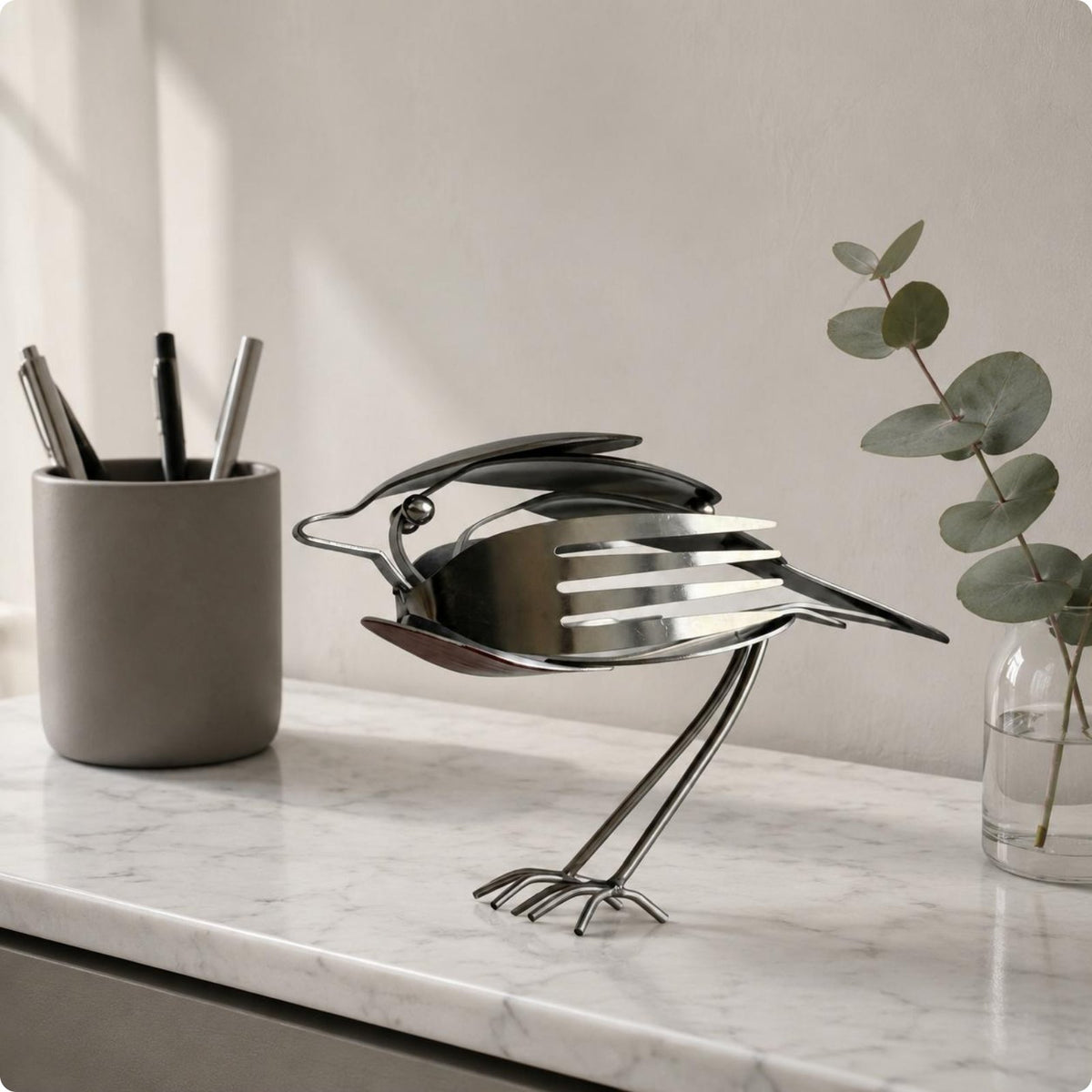 Robin Figurine Handmade Look Scrap Metal Bird Decor Rustic Aesthetic