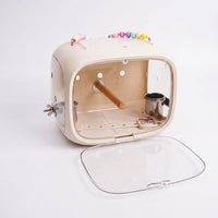 Portable Bird Cage and Acrylic Bird Cage for Parrot Travel, Outdoor Bird Cage with 4 Visibility Sides, Handheld Travel Cage with Removable Tray