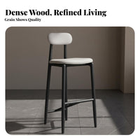 Wooden Seat Counter Stool urban aesthetic Bar Chair Nordic Design Curved Backrest for Adults, Reception Desk, Kitchen