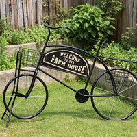 Pedal-Powered Plant Stand Farmhouse Pedal-Powered Flower Stand with Baskets