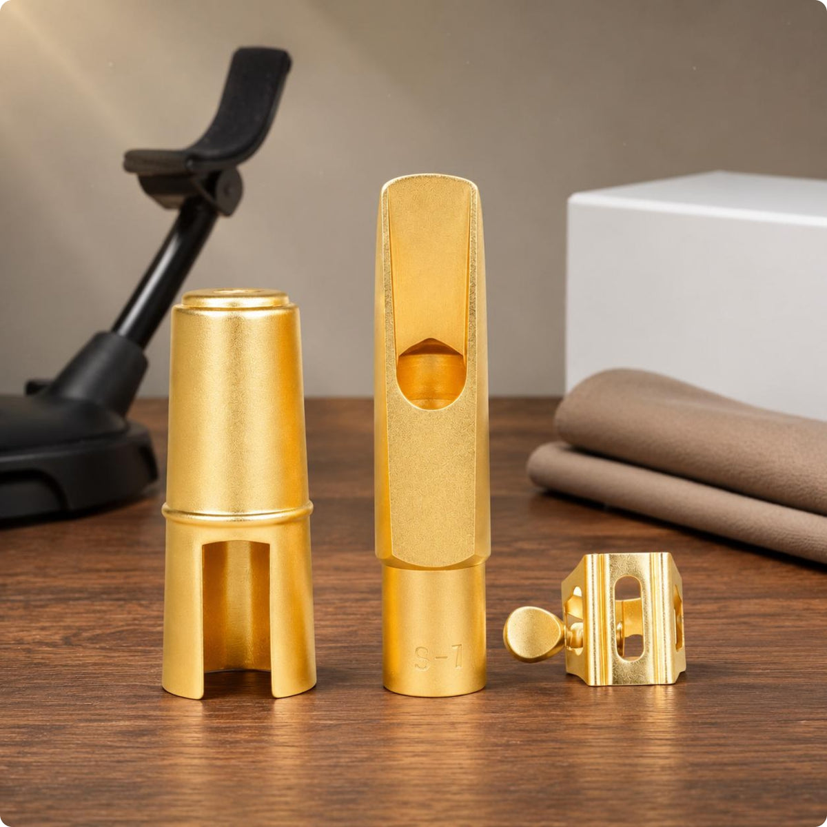 Altos  Sax Embouchure Piece Set Storage Pouch Altos  Saxophone Embouchure Piece Metal Clamp Saxophone Ligature for Carrying