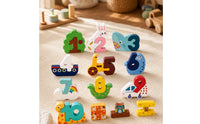 10 Pieces Educational Number Puzzle Colorful Wooden Puzzle with Blocks Preschool Number Blocks Cognitive for Toddlers, Preschoolers, Playroom, Classroom