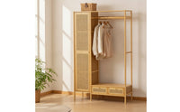 Wardrobe with Drawers Boho Garment Rack with Cabinet Versatile Freestanding Closet System for Entryway