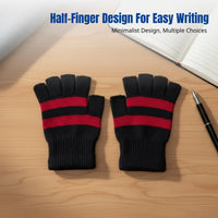 Winter Warm Half Finger Gloves, Knitted, Fleece Lined, Unisex, Korean Style, Outdoor, Writing, Cycling, Driving