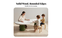 Solid Wood Young Child Table Set Child-Friendly Design Kindergarten Activity Table Set Easy to Clean Early Education Learning Desk for Preschoolers