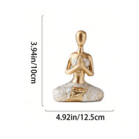 Zen Meditation Figurine Tabletop Meditation Statue with Gold Finish Compact Decor Minimalist for Desk